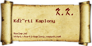 Kürti Kaplony névjegykártya